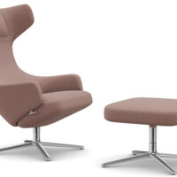 Výprodej Vitra designová křesla Grand Repos & Ottoman - látka kat. Dumet (Pale Rose/ Beige)